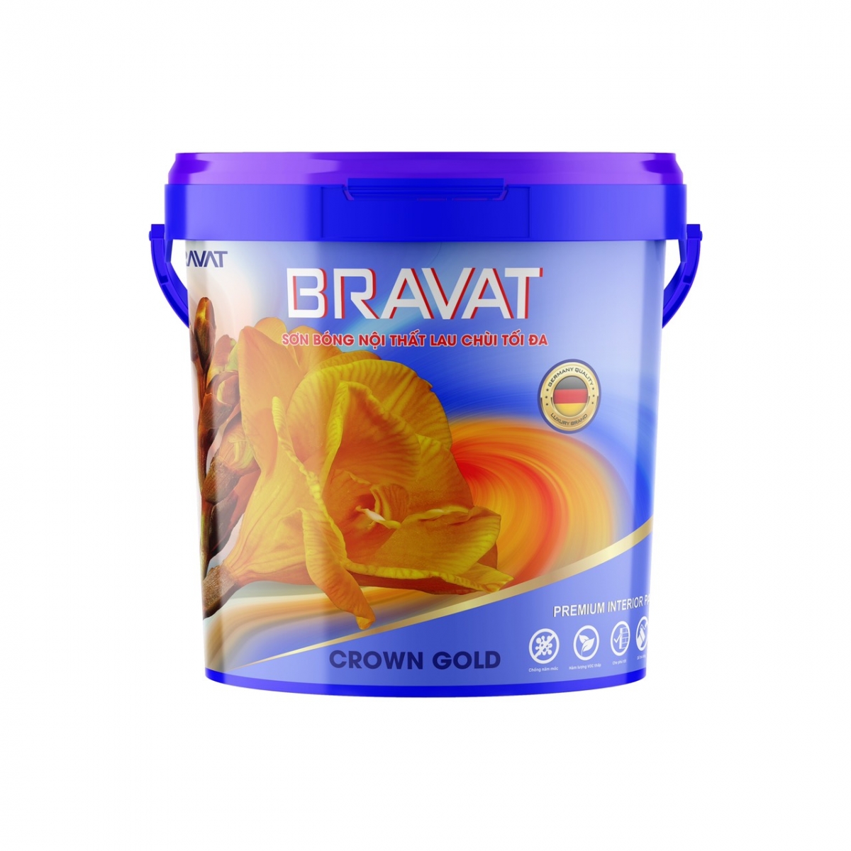 Sơn bóng nội thất lau chùi tối đa BRAVAT CROWN GOLD
